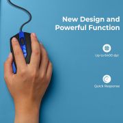 Foxin Wired Mouse for Laptop PC, Plug-n-Play USB, High Resolution 800 DPI Optical Sensor, Durable Design, Clickable Scroll Wheel, Quick Response Mouse for Comfortable All-Day Grip, Smart Blue