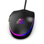Ant Esports GM60 Optical Gaming Mouse Wired, 6 Programmable Buttons, 3200 DPI Adjustable, Optical Gamer Gaming Mice with Multicolour LED Lights - Black