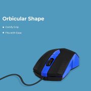 Foxin Wired Mouse for Laptop PC, Plug-n-Play USB, High Resolution 800 DPI Optical Sensor, Durable Design, Clickable Scroll Wheel, Quick Response Mouse for Comfortable All-Day Grip, Smart Blue
