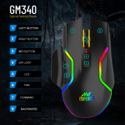 Ant Esports GM340 RGB Gaming Mouse || RGB Lighting || Ambidextrous Design || Adjustable DPI from 800 DPI to 12800 DPI