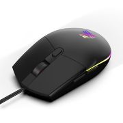 Ant Esports GM60 Optical Gaming Mouse Wired, 6 Programmable Buttons, 3200 DPI Adjustable, Optical Gamer Gaming Mice with Multicolour LED Lights - Black