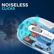 iVOOMi Opaque White Rechargeable Wireless Mouse, Dual Mode (2.4GHz+BT), Dual Bluetooth, Silent Operation, Transparent Body, RGB, Battery Indicator, Compatible with Win/Mac/Linux/Android