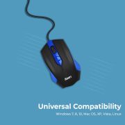 Foxin Wired Mouse for Laptop PC, Plug-n-Play USB, High Resolution 800 DPI Optical Sensor, Durable Design, Clickable Scroll Wheel, Quick Response Mouse for Comfortable All-Day Grip, Smart Blue