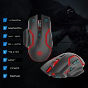 Ant Esports GM320 Pro Optical Wireless Gaming Mouse with RGB LED Backlit Lighting, 3200 DPI Optical Sensor, Type- C Charging Port - Black