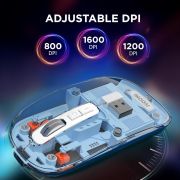 iVOOMi Opaque White Rechargeable Wireless Mouse, Dual Mode (2.4GHz+BT), Dual Bluetooth, Silent Operation, Transparent Body, RGB, Battery Indicator, Compatible with Win/Mac/Linux/Android