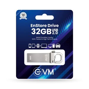 EVM EnStore Metal USB 2.0 Flash Drive – High Read Speeds up to 15MB/s & Write Speeds up to 8MB/s – Durable Metal Casing – Ideal for Data Transfer & Storage