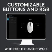 Logitech G203 Wired Gaming Mouse, 8,000 DPI, Rainbow Optical Effect LIGHTSYNC RGB, 6 Programmable Buttons, On-Board Memory, Screen Mapping, PC/Mac Computer and Laptop Compatible - White