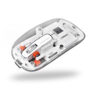 iVOOMi Opaque White Rechargeable Wireless Mouse, Dual Mode (2.4GHz+BT), Dual Bluetooth, Silent Operation, Transparent Body, RGB, Battery Indicator, Compatible with Win/Mac/Linux/Android