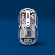 iVOOMi Opaque White Rechargeable Wireless Mouse, Dual Mode (2.4GHz+BT), Dual Bluetooth, Silent Operation, Transparent Body, RGB, Battery Indicator, Compatible with Win/Mac/Linux/Android