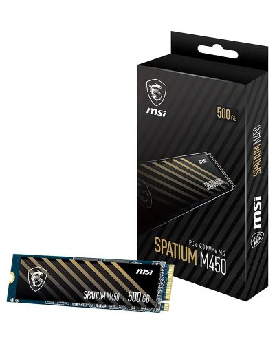 MSI M450 500GB PCIe 4.0 (Gen4x4) NVMe M.2 Internal Solid State Drive/SSD, Read up to – 3600MB/s with 3D Nanad Flash Technology, 5 Years Warranty