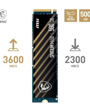 MSI M450 500GB PCIe 4.0 (Gen4x4) NVMe M.2 Internal Solid State Drive/SSD, Read up to – 3600MB/s with 3D Nanad Flash Technology, 5 Years Warranty
