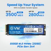 EVM 256GB/512GB Gen 3 NVMe (2280) InternalSSD – 3200MB/s Read – PCIe Gen 3×4-5-Year Warranty