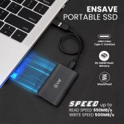 EVM EnSave External SSD 256GB/512GB/1TB – Smallest Portable SSD – 550 Mb/s Read & 500 Mb/s Write – USB 3.1 Gen 2 Type C