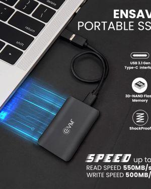 EVM EnSave External SSD 256GB/512GB/1TB – Smallest Portable SSD – 550 Mb/s Read & 500 Mb/s Write – USB 3.1 Gen 2 Type C