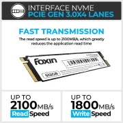 FOXIN SSD 512 GB NVME | Internal Solid State Drive with Micron Chipset, SMI controller, M.2 PCIE 3.0 interface | Ultra-low Power Consumption | Read/Write Speed Upto 2100/1800 MB/s | 5 Yrs Warranty