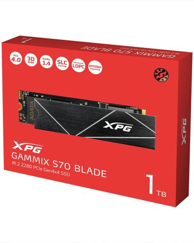 XPG ADATA GAMMIX S70 Blade M.2 NVME 1TB PCIe Gen4x4 2280 Internal Solid State Drive/SSD, Read/Write Speed Up to 7,400/6800 MB/s – Compatible with PC, Laptop and Play Station 5