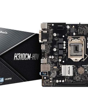ASRock H310CM-HDV Intel LGA-1151 mATX DDR4 Non-ECC XMP 2.0 7.1 Audio Motherboard with High Density Glass Fabric PCB