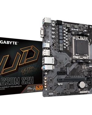 GIGABYTE A620M S2H (AM5/ LGA 1718/ AMD/ A620/ Micro ATX/ 5-Year Warranty/ DDR5/ Single M.2/ PCIe 4.0/ USB 3.2 Gen1/ Realtek 1GbE LAN/Q-Flash Plus/PCIe EZ-Latch/Motherboard)