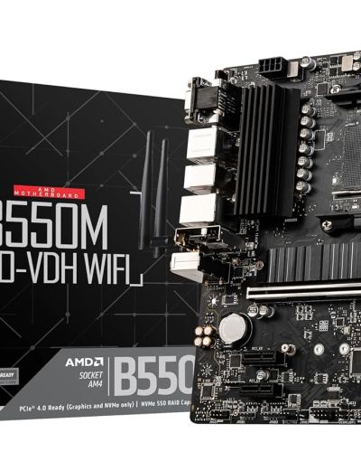 MSI B550M PRO-VDH WiFi DDR4, m.2, USB 3.2 Gen 1, Front Type-C, Wi-Fi, HDMI, Micro ATX Gaming Motherboard AMD Ryzen 5000 Series Desktop Processors