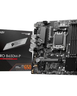 MSI PRO B650M-P Motherboard, Micro-ATX – Supports AMD Ryzen 7000 Series Processors, AM5 – DDR5 Memory Boost 6000+MHz/OC, 1 x PCIe 4.0 x16, 2 x M.2 Gen4, 2.5G LAN