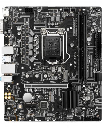 MSI H510M-A PRO Motherboard, Micro-ATX – Supports 11th Gen Intel Core Processors, LGA 1200-2 X DIMMs (3200Mhz), 1 X Pcie 4.0 X16, 1 X M.2 Gen3, USB 3.2 Gen1, 1G LAN, HDMI 2.0B