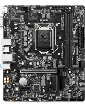 MSI H510M-A PRO Motherboard, Micro-ATX – Supports 11th Gen Intel Core Processors, LGA 1200-2 X DIMMs (3200Mhz), 1 X Pcie 4.0 X16, 1 X M.2 Gen3, USB 3.2 Gen1, 1G LAN, HDMI 2.0B