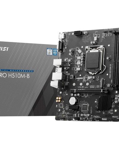 MSI PRO H510M-B Motherboard, Micro-ATX – Supports Intel Core 10th Gen Processors, LGA 1200-2 x DIMMs, 1 x PCIe 3.0 x16, USB 3.2 Gen1, 1G LAN, HDMI 1.4