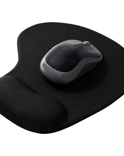 Sounce Mouse Pad, Ergonomic Mouse Pad with Comfortable Gel Wrist Rest Support and Lycra Cloth, Non-Slip PU Base for Easy Typing Pain Relief, Durable and Washable, Classic (Black)