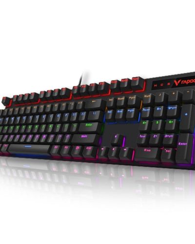 RAPOO V500 PRO Full Size RGB Mechanical USB-A Gaming Keyboard -Spill Resistant, Anti-Ghosting, Conflict Free Design, Compatible with Windows, macOS – Black