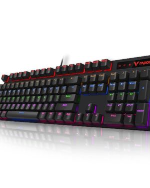RAPOO V500 PRO Full Size RGB Mechanical USB-A Gaming Keyboard -Spill Resistant, Anti-Ghosting, Conflict Free Design, Compatible with Windows, macOS – Black