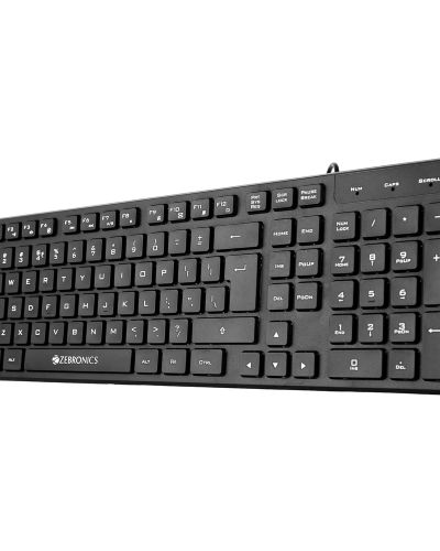 ZEBRONICS K60 USB Wired Keyboard with 1.4 Meter Cable, 12 Integrated Multimedia Controls, 103 Keys Full Size, Slim Design, UV Coated and Plug Play Usage