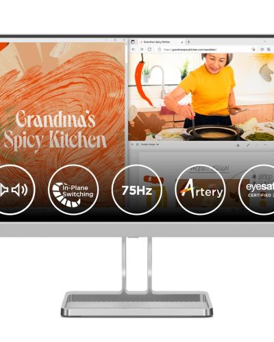 Lenovo L-Series 22 inch (54.6cm) | FHD IPS Ultraslim Monitor| 75Hz, 99% sRGB, 4ms, AMD FreeSync, HDMI 1.4, VGA, 2X3W Speakers,Tilt Stand, for Home & Office use, 3 Year Warranty,Grey, L22i-40