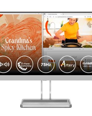Lenovo L-Series 22 inch (54.6cm) | FHD IPS Ultraslim Monitor| 75Hz, 99% sRGB, 4ms, AMD FreeSync, HDMI 1.4, VGA, 2X3W Speakers,Tilt Stand, for Home & Office use, 3 Year Warranty,Grey, L22i-40