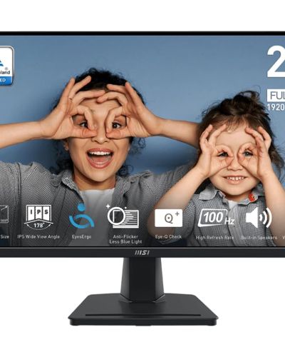 MSI PRO MP275 27-inch IPS 1920 x 1080 (FHD) Computer Monitor, 100Hz, Free-Synch, HDMI, VGA Port, VESA Mountable, Tilt, Speaker, 1ms, Black