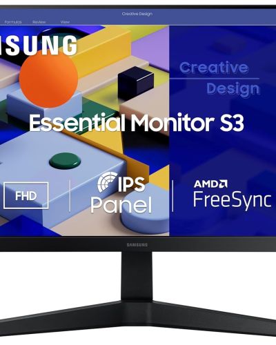 Samsung 22-inch (54.6cm) FHD Flat 1,920 x 1,080 Monitor, IPS, 75 Hz, Bezel Less Design, AMD FreeSync, Flicker Free, HDMI, D-sub, (LS22C310EAWXXL, Black)