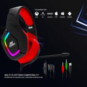 Ant Esports H530 Multi-Platform Pro RGB Gaming Headsetfor PC / PS4 / PS5 / Xbox One / Switch1 with mic, Black Red