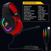 Ant Esports H530 Multi-Platform Pro RGB Gaming Headsetfor PC / PS4 / PS5 / Xbox One / Switch1 with mic, Black Red