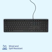 Dell KB216 Wired Multimedia Keyboard – Full-Size Layout with USB Interface, Chiclet Keys, Spill Resistance with 3 Indicator Lights| Plug and Play| Hot Keys: Volume, Mute, Play/Pause, Backward, Forward