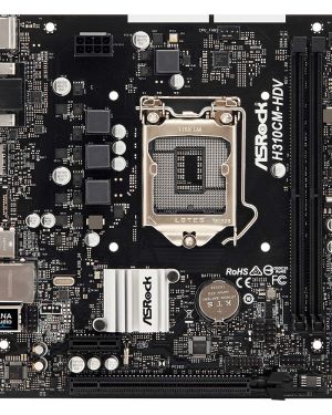 ASRock H310CM-HDV Intel LGA-1151 mATX DDR4 Non-ECC XMP 2.0 7.1 Audio Motherboard with High Density Glass Fabric PCB