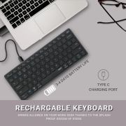 Rapoo E9050 C-Type Rechargeable Bluetooth Wireless Multi-Device (4 Devices) Keyboard for Windows/iOS/Android,Tablet/Smartphone – 3 Years Warranty Dark Grey
