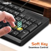 FRONTECH Wired Keyboard | 104 Keys with Super Slim Design| USB Plug & Play | Comfortable Design (KB-0046, Black)