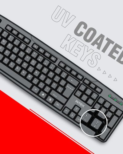 Intex Classy Wired Keyboard with 8 Million Clicks| Anti-Slip | Durable and Strong ABS Material | Retractable Stand | UV Coated Keys | 1.2m Cable (Black)