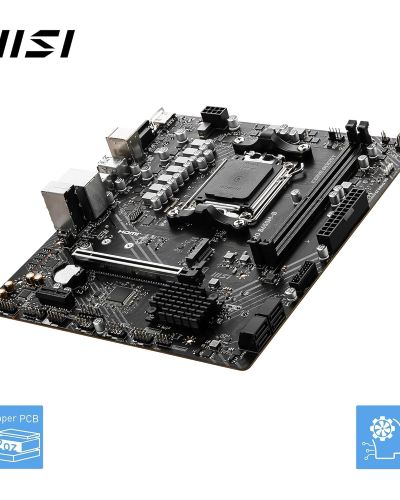 MSI PRO B650M-B Motherboard, Micro-ATX – Supports AMD Ryzen 7000 Series Processors, AM5 – DDR5 Memory Boost 6800+MHzOC, 1 x PCIe 4.0 x16, 1 x M.2 Gen4, 2.5G LAN