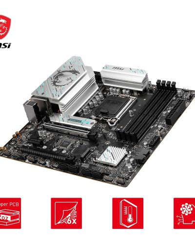MSI B760M Gaming Plus WiFi Black Motherboard, mATX – Supports 14th/13th/12th Gen Intel Core Processors, LGA 1700 – DDR5 Memory Boost 6800+MHz/OC, 1x PCIe 4.0 x16, 2 x M.2 Gen4, 2.5G LAN