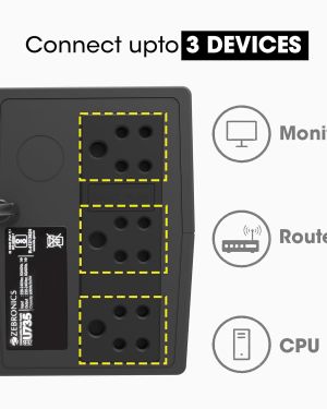 ZEBRONICS U735 600VA/360W Microcontroller Based UPS for Office Computers | Home PC with Auto Restart, Generator Compatible, Boost & Buck AVR, Built-in Protection, (Not for Routers)