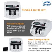 GOBBLER Business-Grade Note Counting Machine with Fake Note Detection & Large LCD Display, Counts All Old & New Notes, Heavy Duty Counter Specially Designed for Indian Currency (Grey – GB-5388-MG)