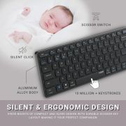 Rapoo E9050 C-Type Rechargeable Bluetooth Wireless Multi-Device (4 Devices) Keyboard for Windows/iOS/Android,Tablet/Smartphone – 3 Years Warranty Dark Grey