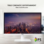 Acer HA270 G 27 Inch Full HD IPS Ultra-Thin (6.6mm) Backlight LED LCD Monitor | Rapid 120Hz Refresh Rate | 1 MS VRB Response | AMD Free Sync | 1xHDMI 1xVGA | Stereo Speakers | Eye Care | White