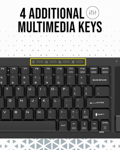 coconut WK18 Bravo Wireless Keyboard with Touchpad, 87 Keys, Gesture Control, Multimedia Keys