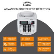 GOBBLER Business-Grade Note Counting Machine with Fake Note Detection & Large LCD Display, Counts All Old & New Notes, Heavy Duty Counter Specially Designed for Indian Currency (Grey – GB-5388-MG)